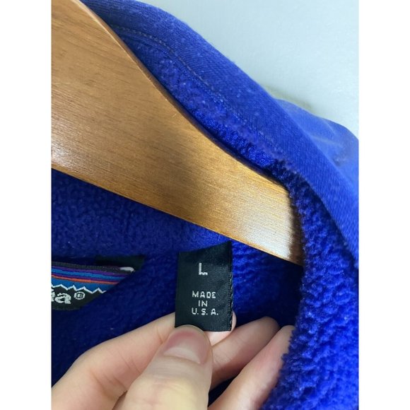 VINTAGE Patagonia Fleece Blue Made in USA Men's Large Distressed READ - Picture 8 of 16